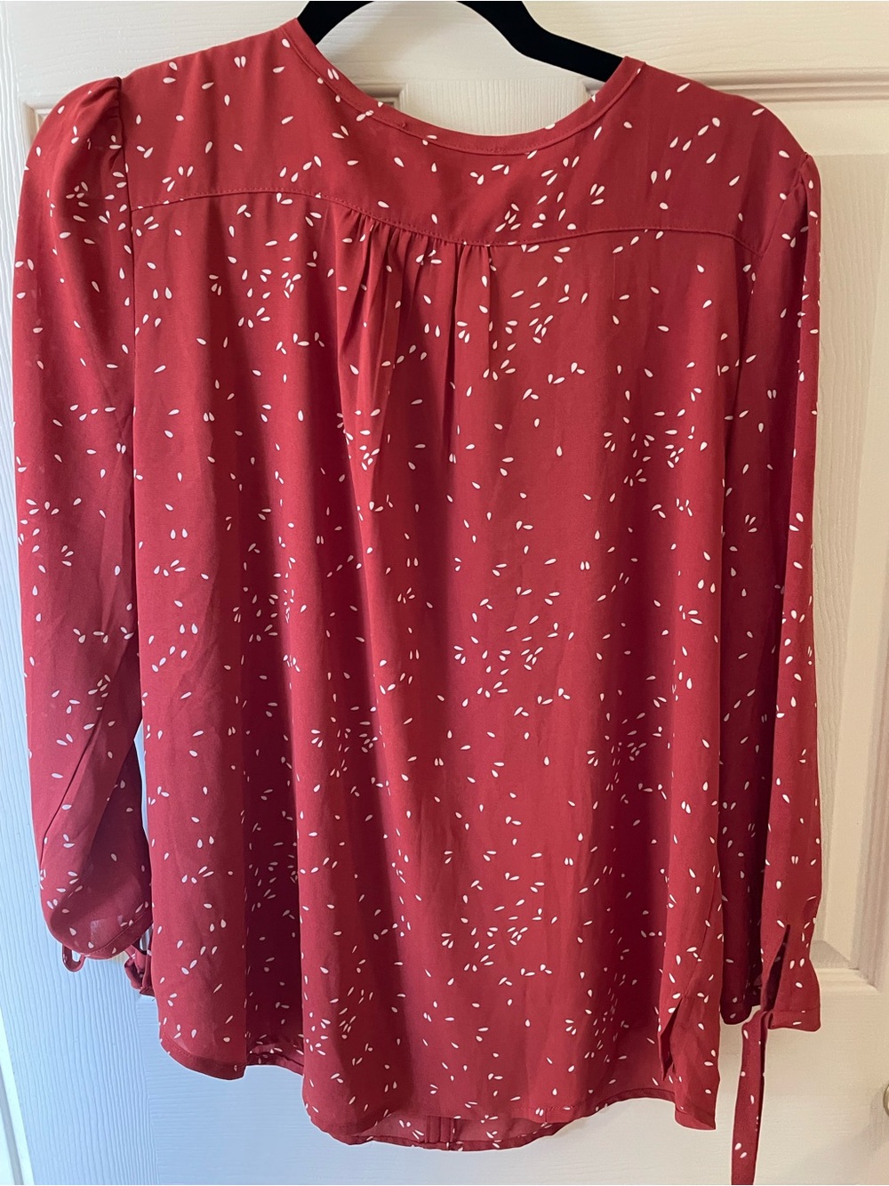 Fun 2 fun Rust-Red Printed V-Neck Smocked Blouse - Picture 2 of 2
